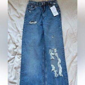 NWT Zara high rise wide leg ripped jeans SIZE 32